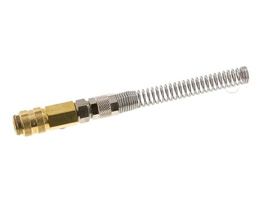 Messing DN 5 Luftkupplungsmuffe 6x8 mm Überwurfmutter Biegeschutz drehbar