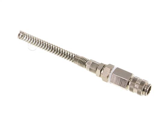Messing vernickelt DN 5 Luftkupplungsmuffe 4x6 mm Überwurfmutter Biegeschutz drehbar