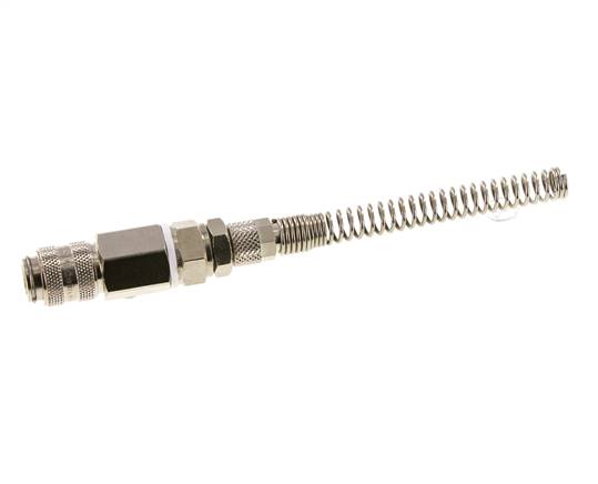 Messing vernickelt DN 5 Luftkupplungsmuffe 4x6 mm Überwurfmutter Biegeschutz drehbar