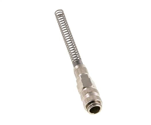 Messing vernickelt DN 5 Luftkupplungsmuffe 4x6 mm Überwurfmutter Biegeschutz