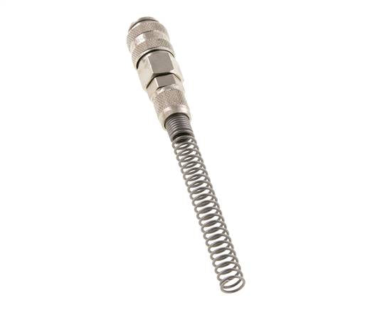 Messing vernickelt DN 5 Luftkupplungsmuffe 4x6 mm Überwurfmutter Biegeschutz