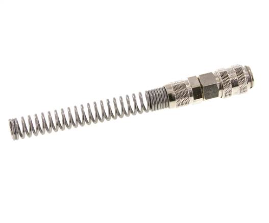 Messing vernickelt DN 5 Luftkupplungsmuffe 6x8 mm Überwurfmutter Biegeschutz