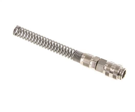 Messing vernickelt DN 5 Luftkupplungsmuffe 6x8 mm Überwurfmutter Biegeschutz