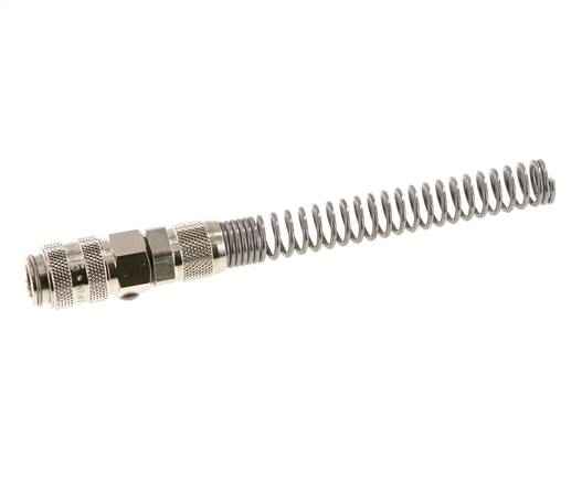 Messing vernickelt DN 5 Luftkupplungsmuffe 6x8 mm Überwurfmutter Biegeschutz