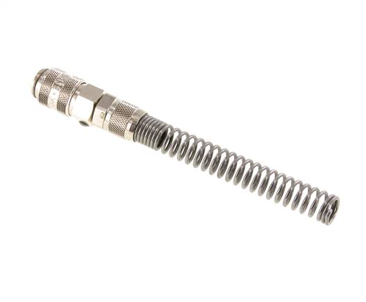 Messing vernickelt DN 5 Luftkupplungsmuffe 6x8 mm Überwurfmutter Biegeschutz