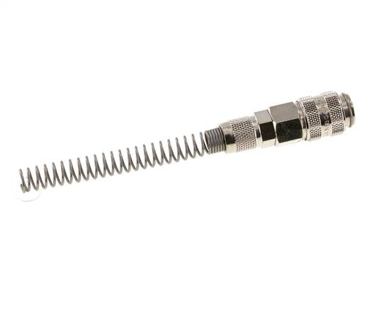 Messing vernickelt DN 5 Luftkupplungsmuffe 4x6 mm Überwurfmutter Biegeschutz Doppelabsperrung