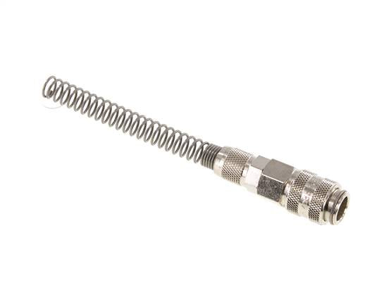 Messing vernickelt DN 5 Luftkupplungsmuffe 4x6 mm Überwurfmutter Biegeschutz Doppelabsperrung
