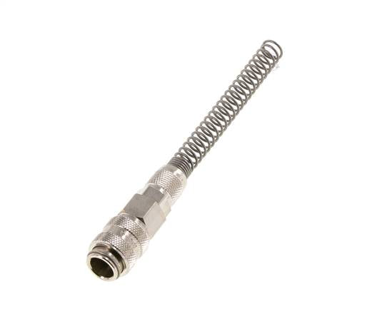 Messing vernickelt DN 5 Luftkupplungsmuffe 4x6 mm Überwurfmutter Biegeschutz Doppelabsperrung