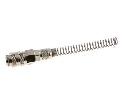 Messing vernickelt DN 5 Luftkupplungsmuffe 4x6 mm Überwurfmutter Biegeschutz Doppelabsperrung