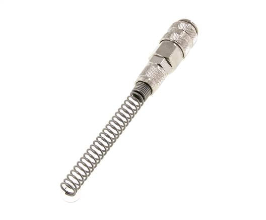 Messing vernickelt DN 5 Luftkupplungsmuffe 4x6 mm Überwurfmutter Biegeschutz Doppelabsperrung