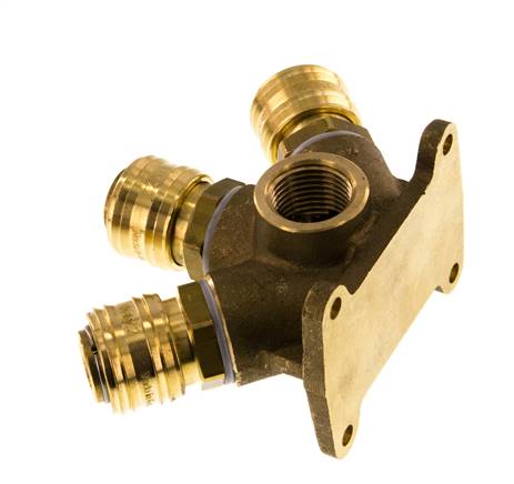 Messing DN 7.2 (Euro) Luftkupplung Muffe G 1/2 Zoll Innengewinde Wandmontage 3-Wege