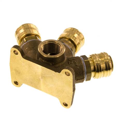 Messing DN 7.2 (Euro) Luftkupplung Muffe G 1/2 Zoll Innengewinde Wandmontage 3-Wege