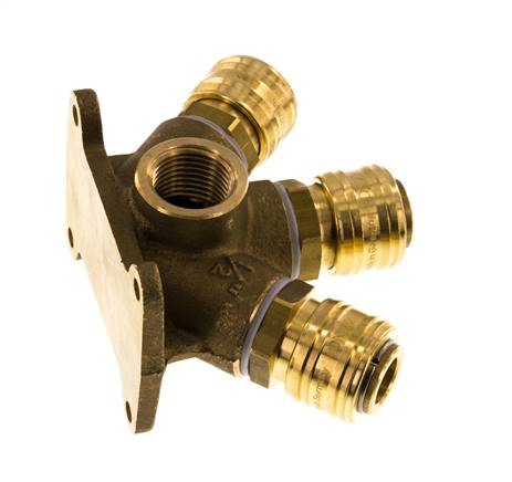 Messing DN 7.2 (Euro) Luftkupplung Muffe G 1/2 Zoll Innengewinde Wandmontage 3-Wege