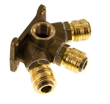 Messing DN 7.2 (Euro) Luftkupplung Muffe G 1/2 Zoll Innengewinde Wandmontage 3-Wege
