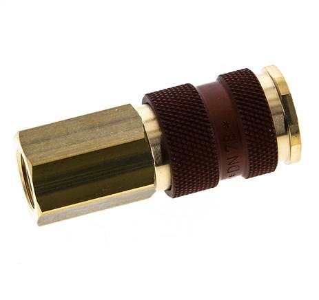Messing DN 7.2 (Euro) Braun-kodierte Luftkupplung Muffe G 1/4 Zoll Innengewinde