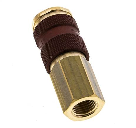 Messing DN 7.2 (Euro) Braun-kodierte Luftkupplung Muffe G 1/4 Zoll Innengewinde