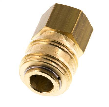 Brass DN 7.2 (Euro) Air Coupling Socket G 1/2 inch Female Double Shut-Off