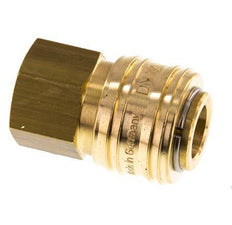 Brass DN 7.2 (Euro) Air Coupling Socket G 1/4 inch Female Double Shut-Off
