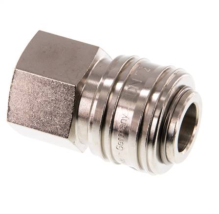 Messing vernickelt DN 7,2 (Euro) Luftkupplung Muffe G 1/2 Zoll Innengewinde