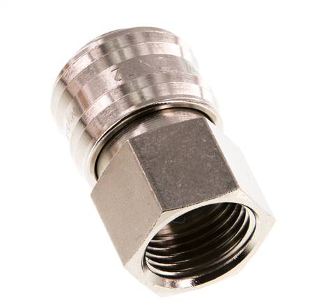Messing vernickelt DN 7.2 (Euro) Luftkupplung Muffe G 1/4 Zoll Innengewinde