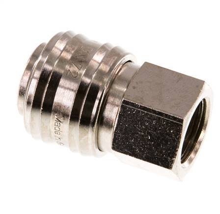 Messing vernickelt DN 7.2 (Euro) Luftkupplung Muffe G 3/8 Zoll Innengewinde