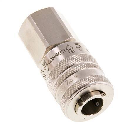 Messing vernickelt DN 7.8 Sicherheitsluftkupplung Muffe G 1/2 Zoll Innengewinde