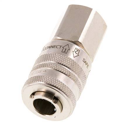 Messing vernickelt DN 7.8 Sicherheitsluftkupplung Muffe G 1/2 Zoll Innengewinde