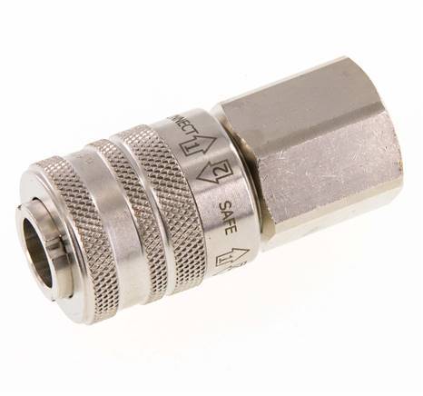 Messing vernickelt DN 7.8 Sicherheitsluftkupplung Muffe G 1/2 Zoll Innengewinde