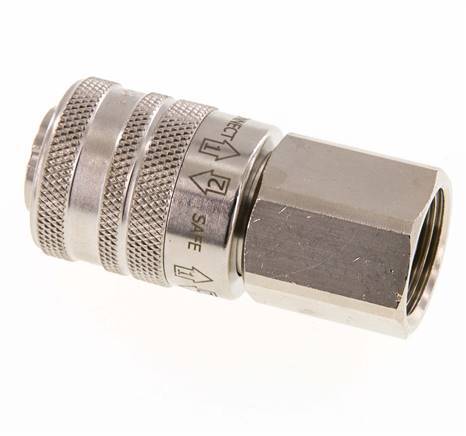 Messing vernickelt DN 7.8 Sicherheitsluftkupplung Muffe G 1/2 Zoll Innengewinde