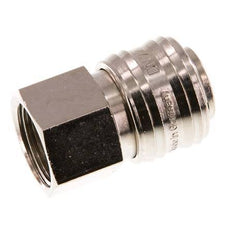Messing vernickelt DN 7,2 (Euro) Luftkupplung Muffe G 1/2 Zoll Innengewinde Doppelabsperrung
