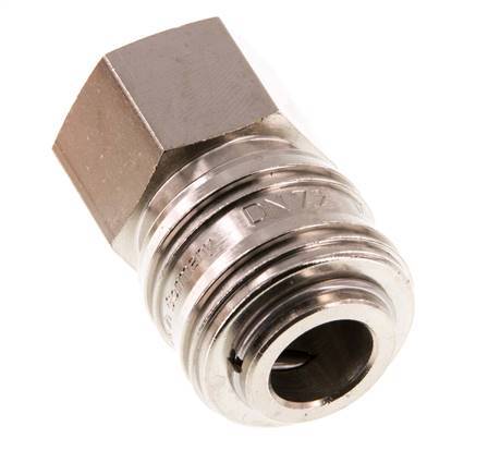 Messing vernickelt DN 7,2 (Euro) Luftkupplung Muffe G 1/2 Zoll Innengewinde Doppelabsperrung