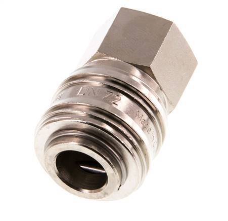 Messing vernickelt DN 7,2 (Euro) Luftkupplung Muffe G 1/4 Zoll Innengewinde Doppelabsperrung