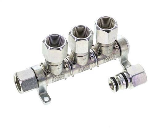 Steel DN 7.2 (Euro) Air Coupling Socket G 1/2 inch Female 3-way