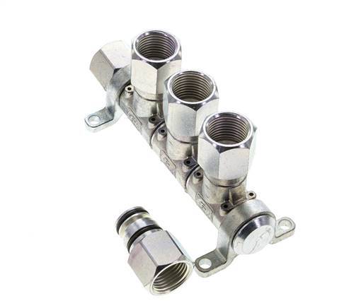 Steel DN 7.2 (Euro) Air Coupling Socket G 1/2 inch Female 3-way