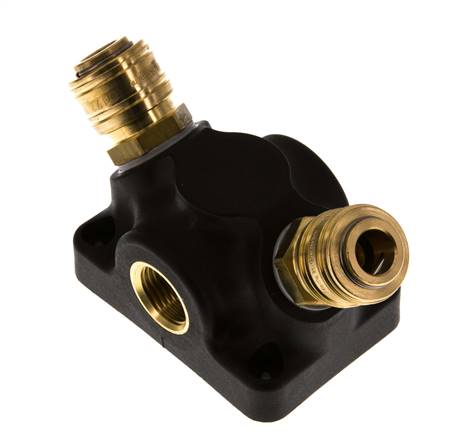 Messing/Kunststoff DN 7.2 (Euro) Luftkupplung Muffe G 1/2 Zoll Innengewinde Wandmontage 2-Wege