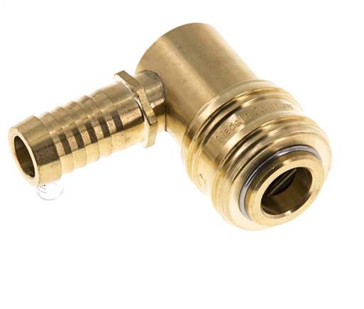 Messing DN 7,2 (Euro) Luftkupplungsmuffe 13 mm Schlauchsäule 90-deg