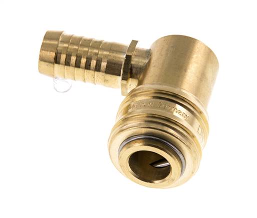 Messing DN 7,2 (Euro) Luftkupplungsmuffe 13 mm Schlauchsäule 90-deg