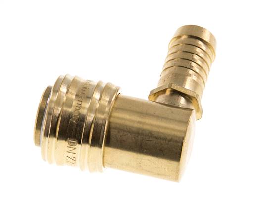 Messing DN 7,2 (Euro) Luftkupplungsmuffe 13 mm Schlauchsäule 90-deg