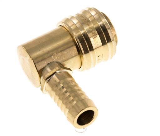 Messing DN 7,2 (Euro) Luftkupplungsmuffe 13 mm Schlauchsäule 90-deg