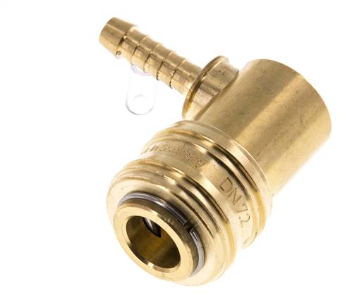 Messing DN 7,2 (Euro) Luftkupplungsmuffe 6 mm Schlauchsäule 90-deg