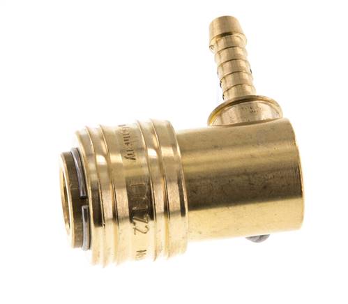 Messing DN 7,2 (Euro) Luftkupplungsmuffe 6 mm Schlauchsäule 90-deg