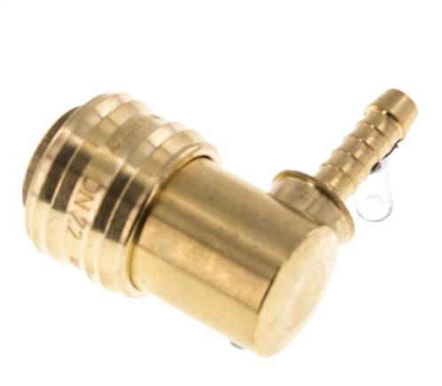 Messing DN 7,2 (Euro) Luftkupplungsmuffe 6 mm Schlauchsäule 90-deg