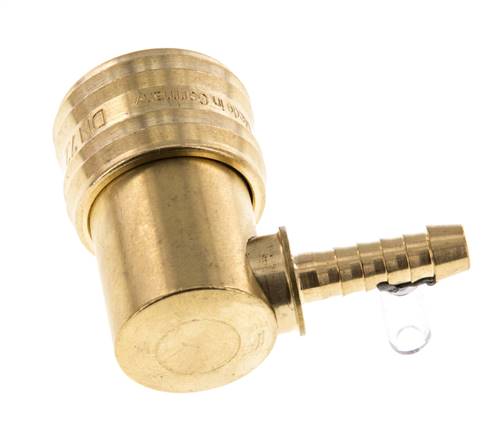 Messing DN 7,2 (Euro) Luftkupplungsmuffe 6 mm Schlauchsäule 90-deg