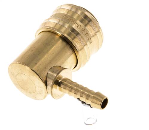 Messing DN 7,2 (Euro) Luftkupplungsmuffe 6 mm Schlauchsäule 90-deg