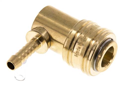 Messing DN 7,2 (Euro) Luftkupplungsmuffe 6 mm Schlauchsäule 90-deg