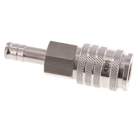 Edelstahl DN 7,8 Luftkupplungsmuffe 9 mm Schlauchsäule Doppelabsperrung