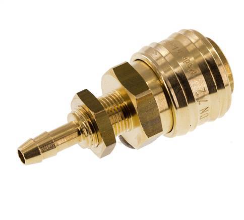 Brass DN 7.2 (Euro) Air Coupling Socket 6 mm Hose Pillar Bulkhead