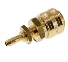 Brass DN 7.2 (Euro) Air Coupling Socket 6 mm Hose Pillar Bulkhead