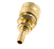 Brass DN 7.2 (Euro) Air Coupling Socket 8 mm Hose Pillar Bulkhead Double Shut-Off
