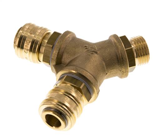 Messing DN 7.2 (Euro) Luftkupplung Muffe G 1/2 Zoll Außengewinde Wandmontage 2-Wege